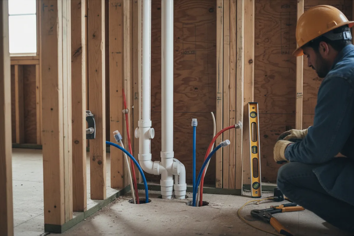 Drain and supply rough-in during Leak Detection in Edison